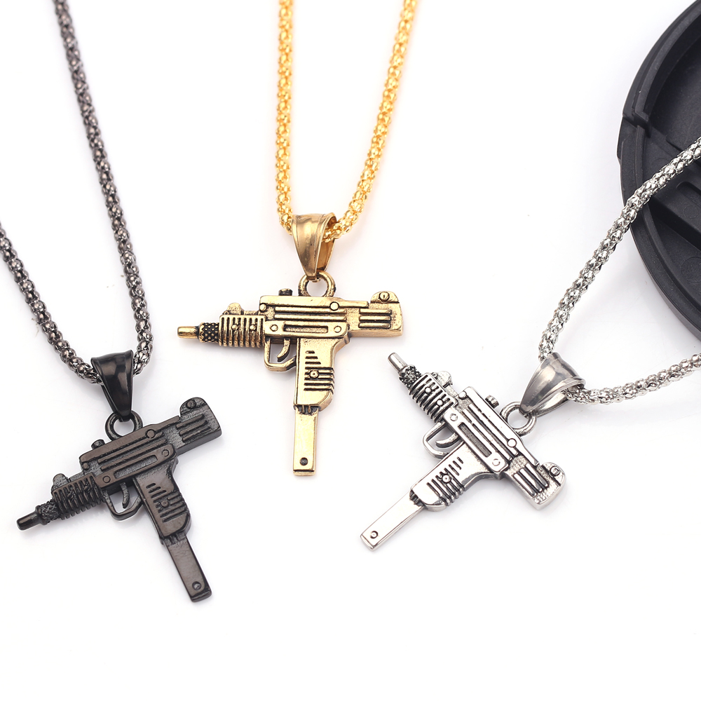 Men'S Accessories And Jewelry - Punk Uzi Tabanca Makineli Tüfek Kolye