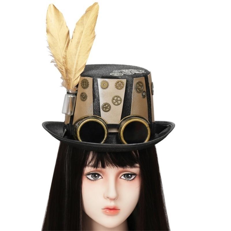 Men'S Victorian Accessories - 652F Altın Dişli Silindir Şapka Steampunk'ta