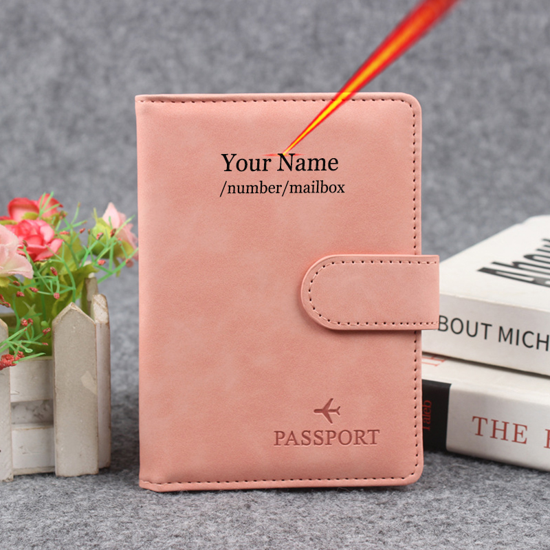 Passport Wallet Rfid - Manyetik Düğme Pasaport Kapağı Kapakta Adı