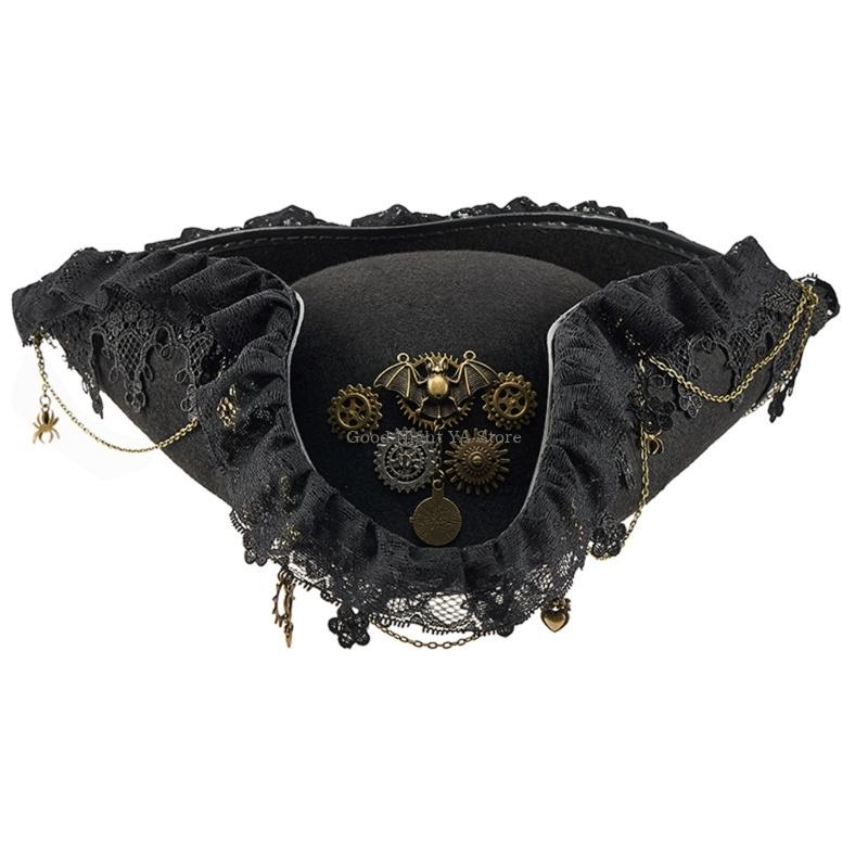 Men'S Victorian Accessories - Dantel Trim Bat Gear Pirate Hat