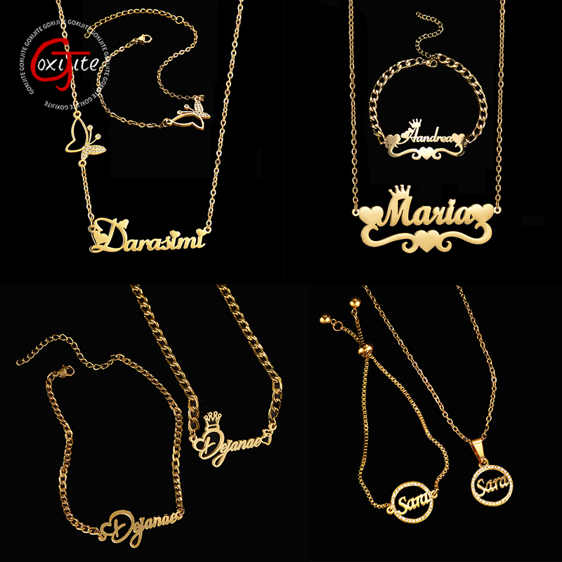 Men Accessories Name - Goxijite Özelleştirmek Adı Kolye Bir Set