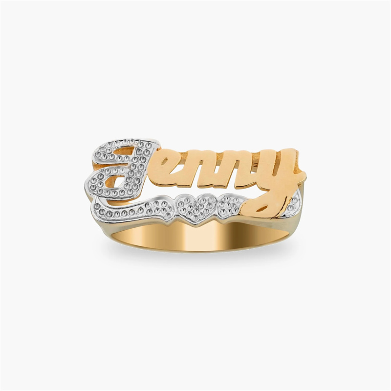 Men Accessories Name - 18K altın yüzük kalp kişiselleştirilmiş çift