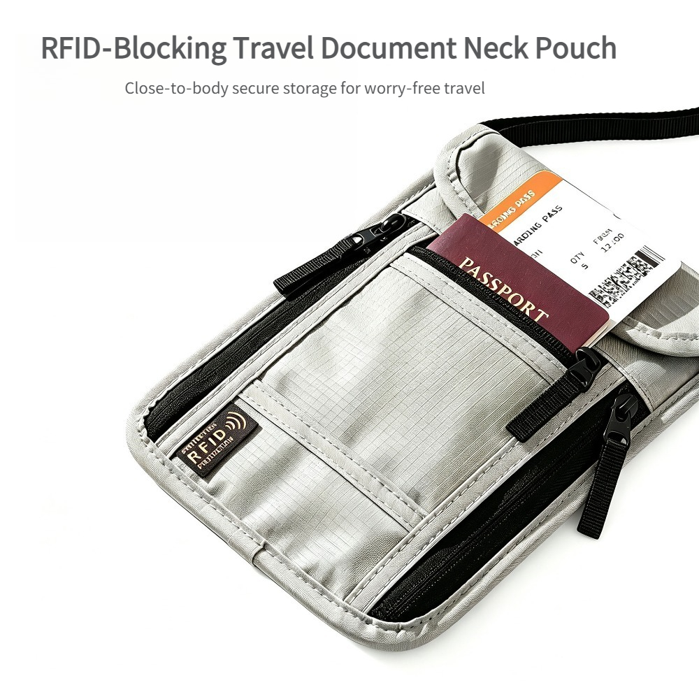 Passport Wallet Rfid - Seyahat Boyun Cüzdanı, Nakit Parayı, Kredi