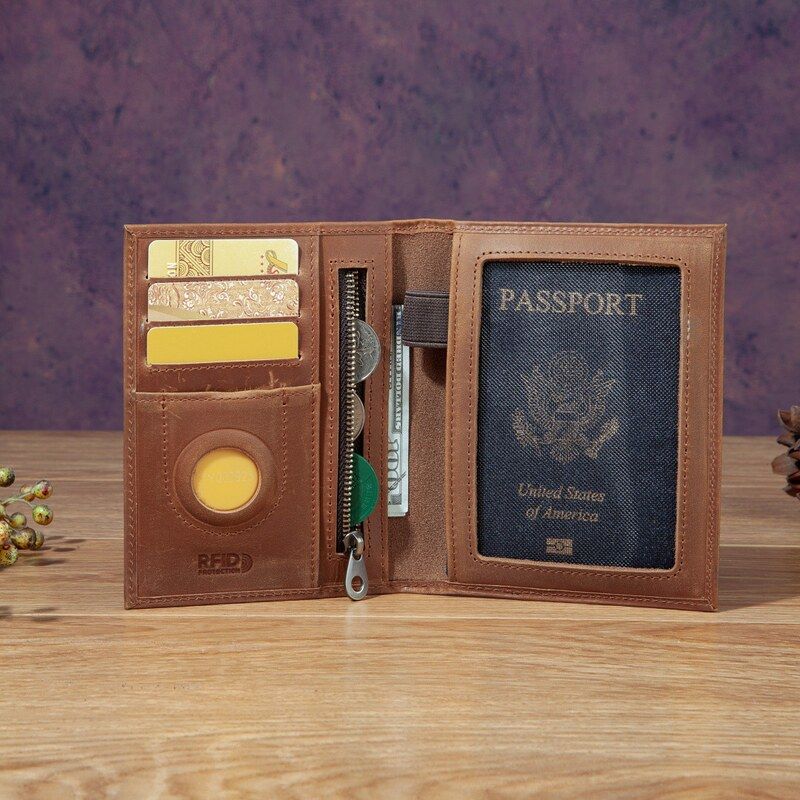 Passport Wallet Rfid - Şık Unisex Mad Deri Pasaportluk Çok