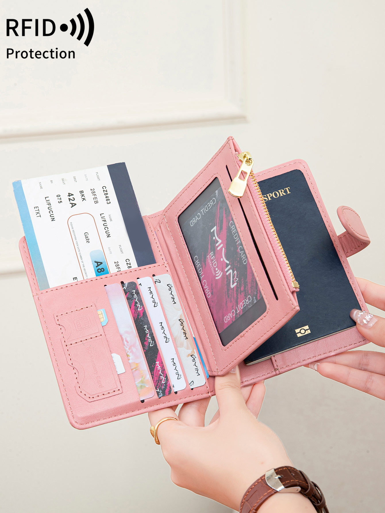 Passport Wallet Rfid - Çok Fonksiyonlu RFID Hırsızlık Önleyici Fırçalı